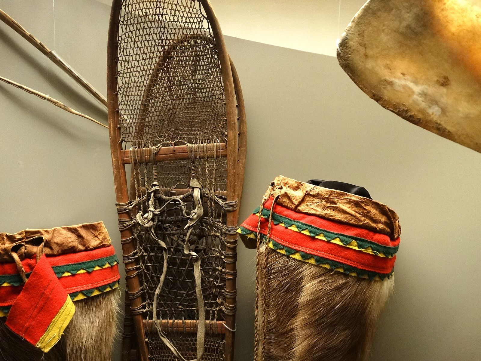 Snowshoes and winter traction equipment on snow